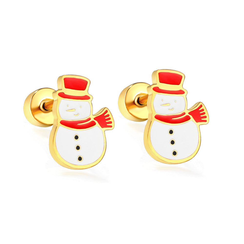 Wholesale Christmas stainless steel Christmas tree earrings